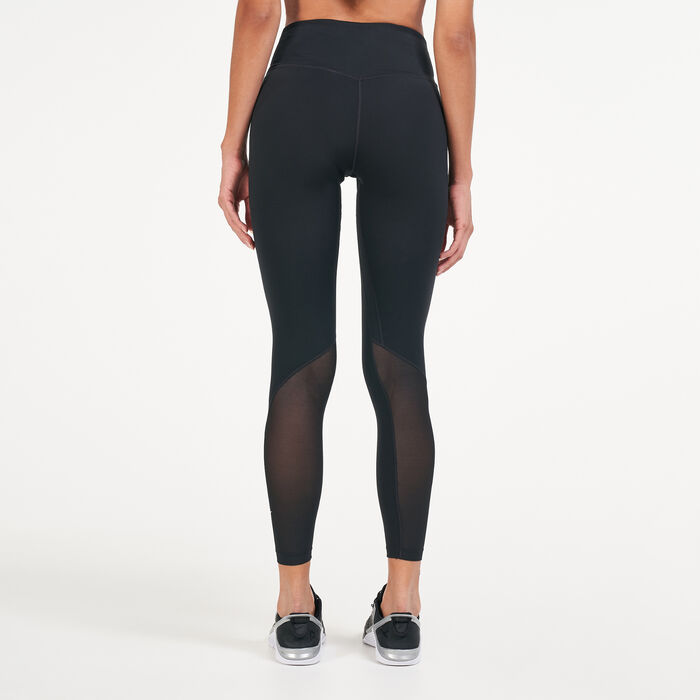 نايكي ون ليقنز ميد-رايز 7/8 ميش-بانيلد للنساء أسود image number 1