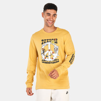 نايكي تيشيرت جرافيك بأكمام طويلة للرجال بيج