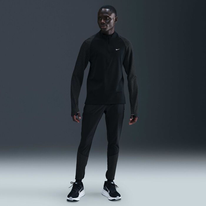 نايكي تيشيرت الجري دراي-فت بنصف سحاب للرجال أسود image number 3