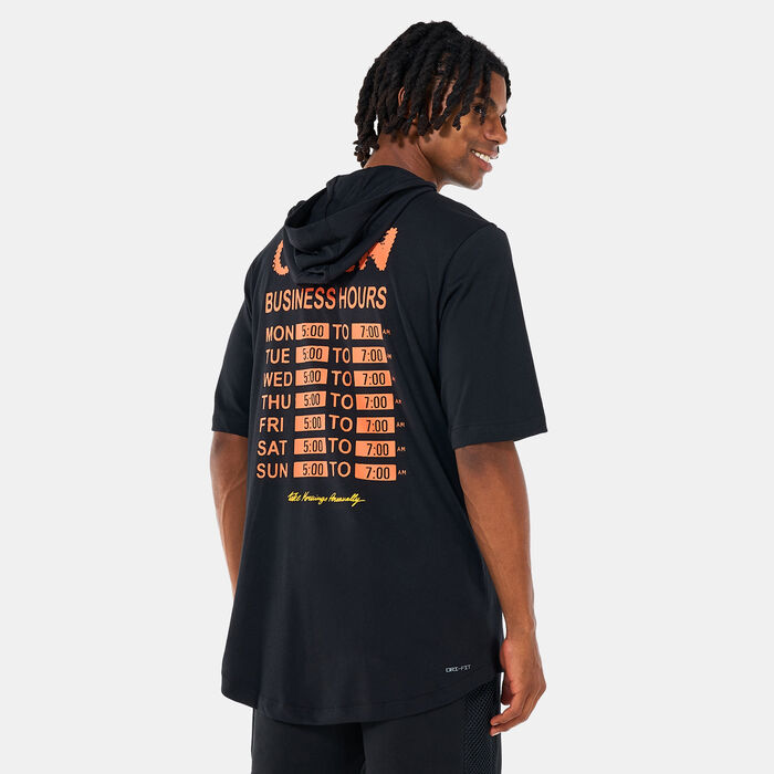 جوردن تيشيرت دراي-فِت سبورت بي سي هودد كرو للرجال أسود image number 1