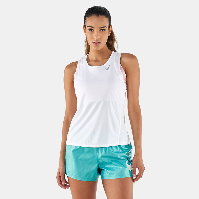 نايكي تيشيرت الجري دراي-فت للنساء أبيض image number 0