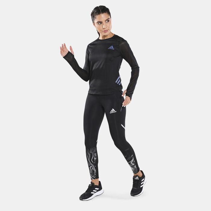 اديداس تيشيرت اديزيرو باكمام طويلة للنساء أسود image number 2