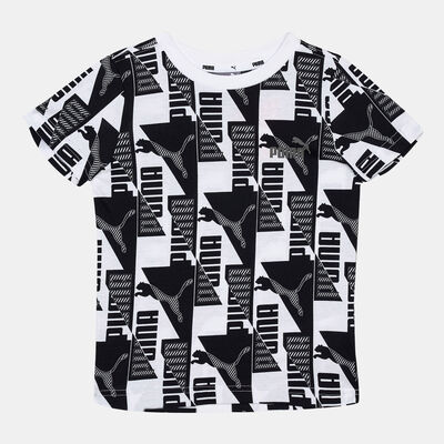 بوما تيشيرت باور بطبعات للاطفال أبيض