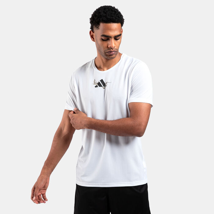 اديداس تيشيرت الجري هايبر ريبتايل جرافيك للرجال أبيض image number 0
