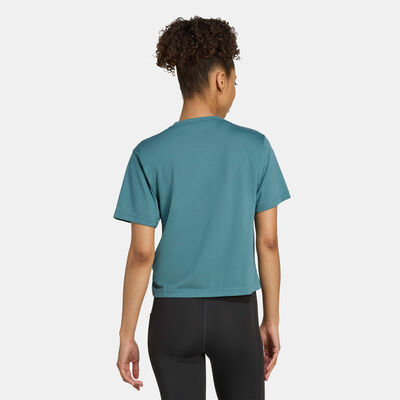 اديداس تيشيرت التمرين تراين إسينشالز بيج لوجو للنساء أخضر