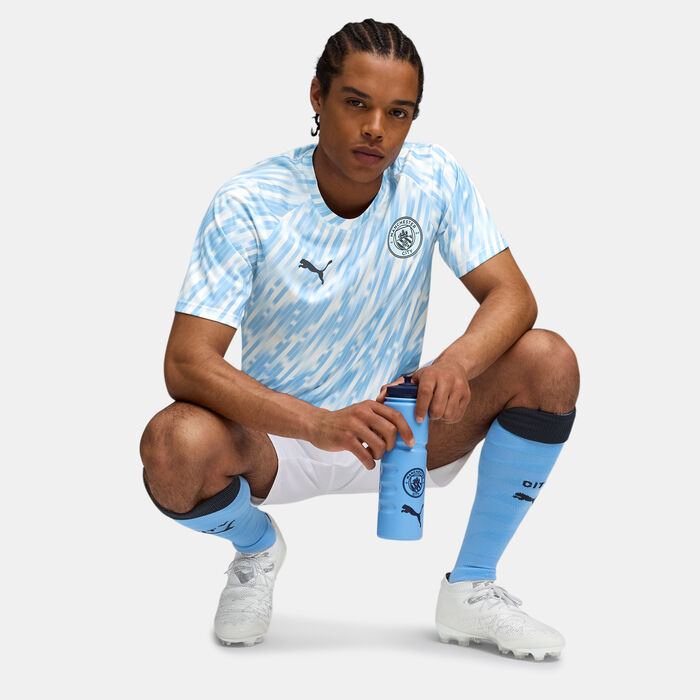 بوما تي شيرت كرة القدم مانشستر سيتي بري-ماتش للرجال فضي image number 2