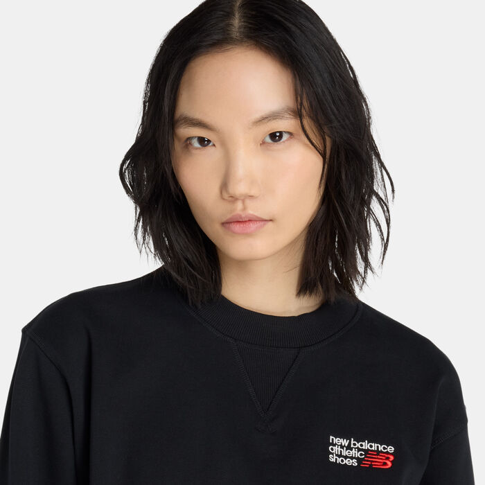 نيو بالانس سويت شيرت أثليتيكس بريميوم لوجو للنساء أسود image number 3