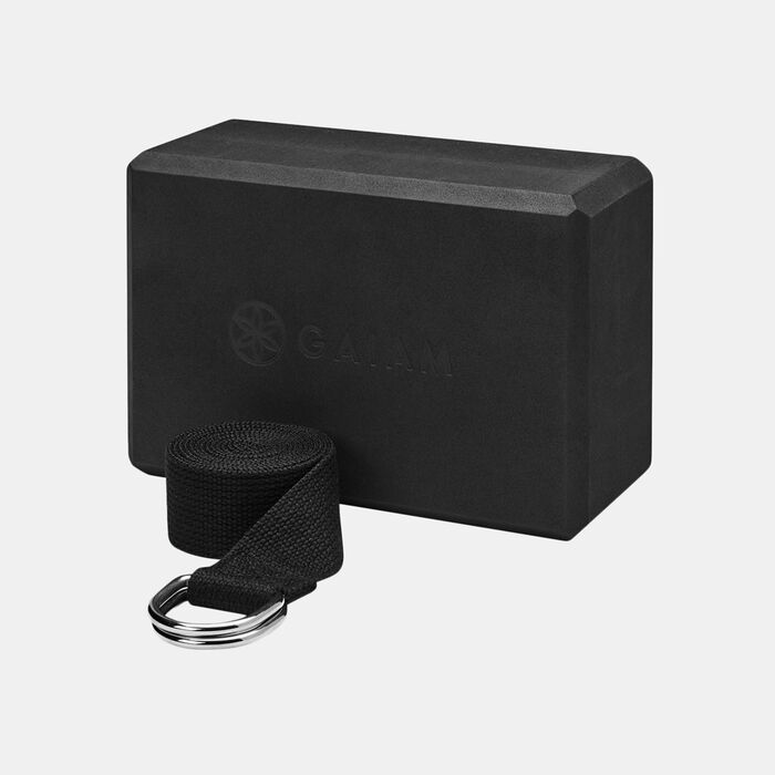 جيام طقم قالب التمارين وحزام اليوجا أسود image number 0