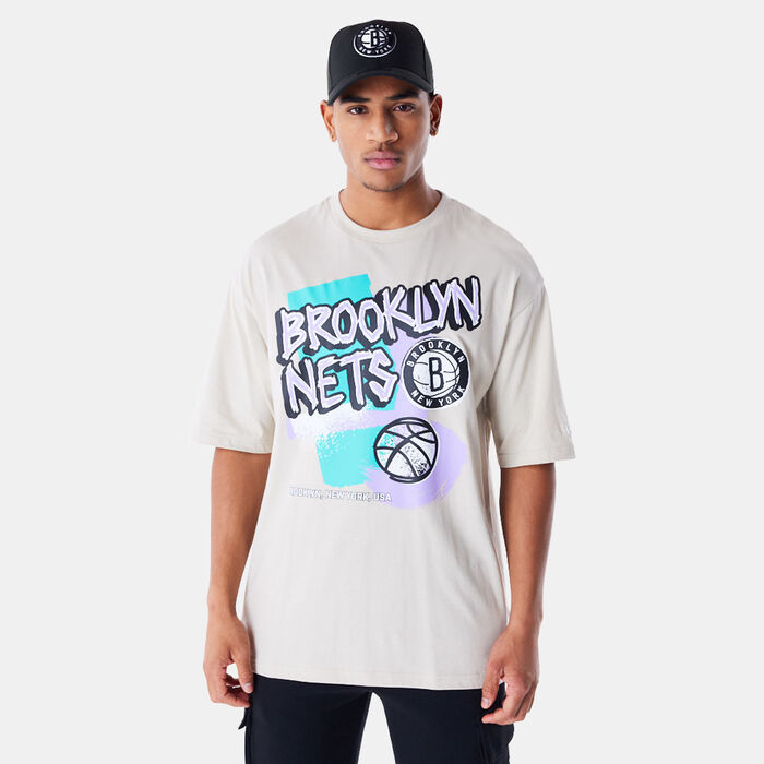 نيو ايرا تيشيرت ان-بي-ايه بروكلين نيتس ريترو جرافيك للرجال بيج image number 0