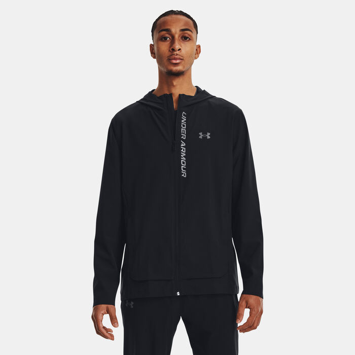 اندر ارمر جاكيت الجري اوترن ذا ستورم للرجال أسود image number 0