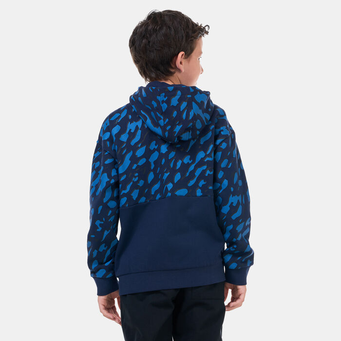 اي ايه 7 امبوريو ارماني هودي جرافيك سيريس بسحاب كامل للاطفال الكبار أزرق image number 1