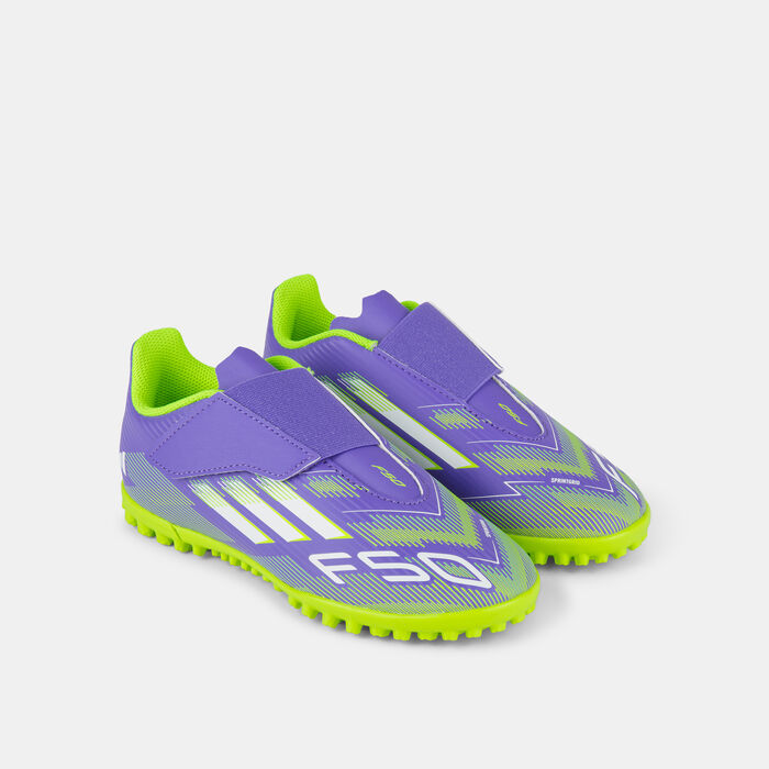 اديداس حذاء كرة القدم F50 كلوب لملاعب العشب الصناعي للأطفال بنفسجي image number 1
