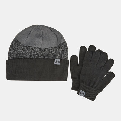 اندر ارمر طقم التمرين UA قبعة وقفازات للاطفال أسود