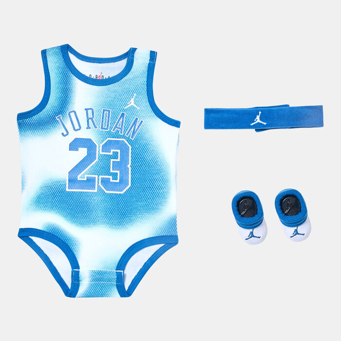جوردن 23 جيرسي بدلة الجسم 3 قطع للأطفال الرضّع (0-9 أشهر) أزرق image number 0