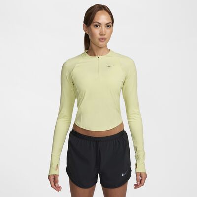 نايكي رانينج ديفجن تيشيرت الجري دراي-فت بأكمام طويلة للنساء أخضر