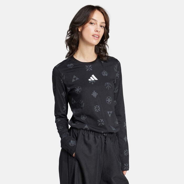 اديداس تيشيرت بلوم سكاي برينت للنساء أسود image number 2