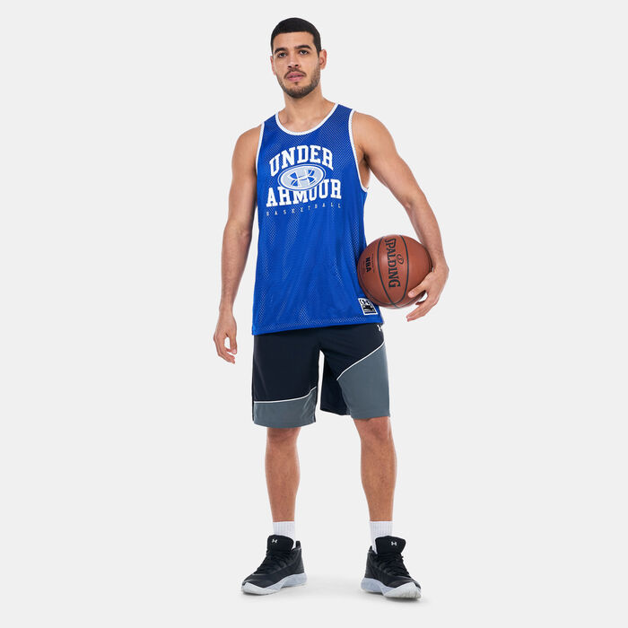 اندر ارمر تيشيرت كرة السلّة UA بيسلاين ريفيرسبال للرجال أزرق image number 2