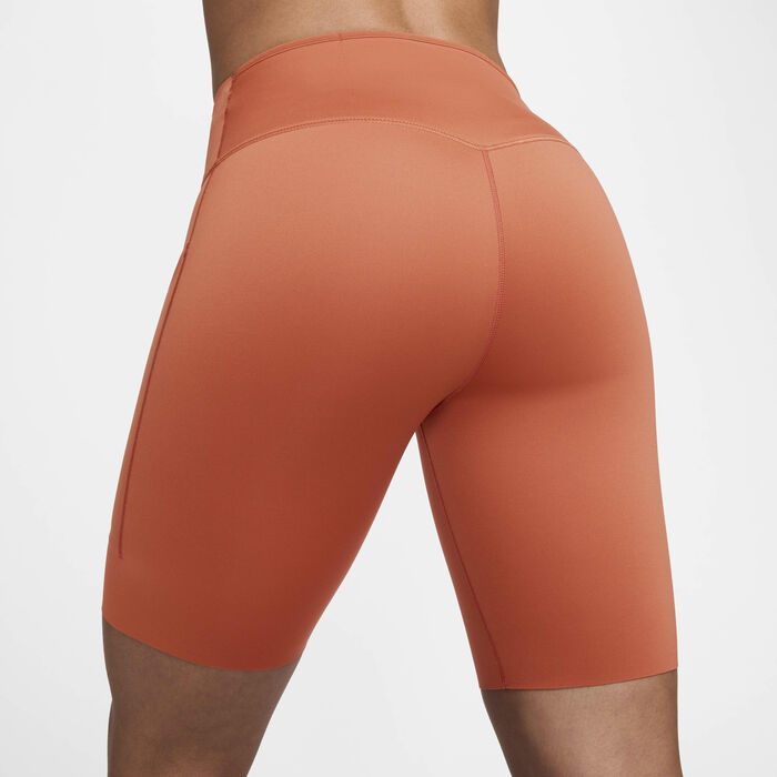 نايكي جو شورت الدراجة فيرم-سيبورت بخصر متوسط الارتفاع وجيوب للنساء - 20 سم (تقريبًا) خوخي image number 5