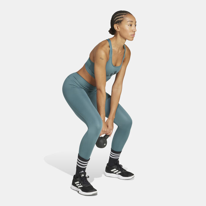 اديداس صدرية تدريب رياضية باور رياكت بدعم متوسط للنساء أخضر image number 2