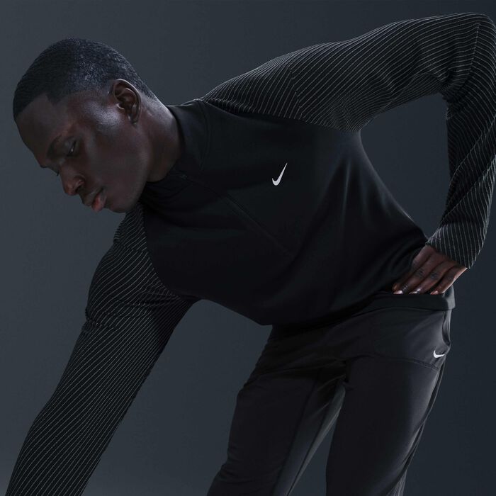 نايكي تيشيرت الجري دراي-فت بنصف سحاب للرجال أسود image number 2