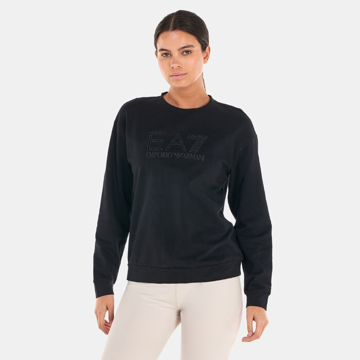 اي ايه 7 امبوريو ارماني سويت شيرت ترين لوجو سيريز للنساء أسود image number 0