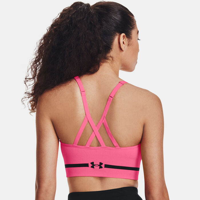 اندر ارمر صدرية رياضية سيملس لونج هيذر للنساء وردي image number 1