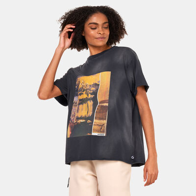 افيندس تيشيرت فوليفارد ريسيكلد اوفرسايزد للنساء أسود