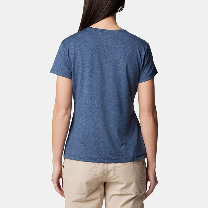 كولومبيا تيشيرت سلون ريدج بتصميم جرافيكي للنساء أزرق image number 1