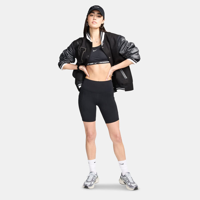نايكي ون شورت بايكر بخصر مرتفع للنساء أسود image number 2