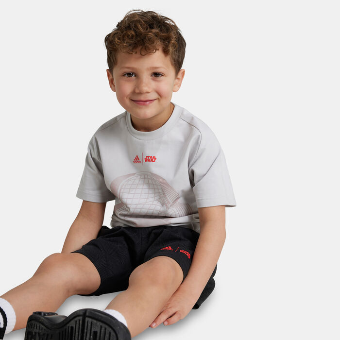 اديداس طقم ستار وورز من تيشيرت وشورت للاطفال الصغار رمادي image number 4